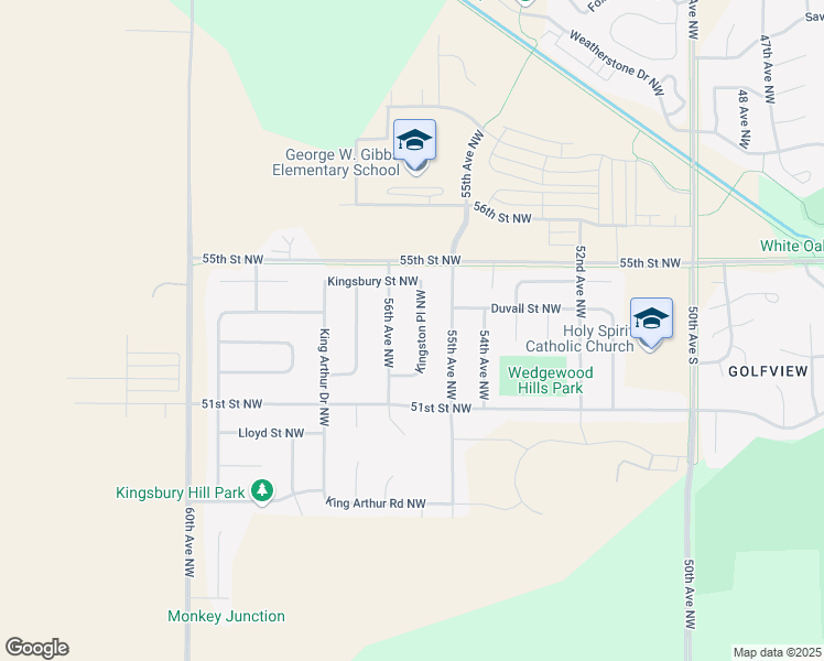 map of restaurants, bars, coffee shops, grocery stores, and more near 5301 Kingston Place Northwest in Rochester