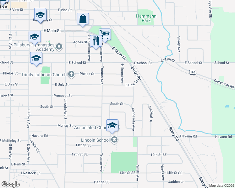 map of restaurants, bars, coffee shops, grocery stores, and more near 752 Prospect Street in Owatonna