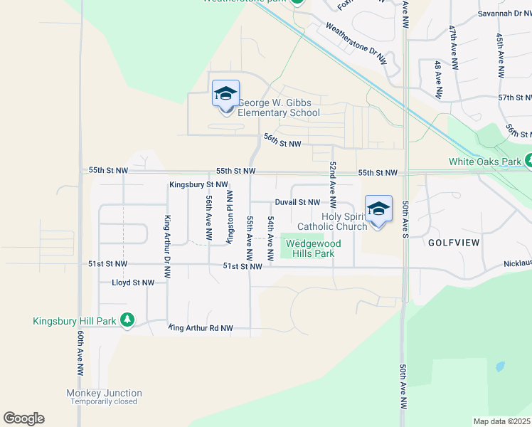 map of restaurants, bars, coffee shops, grocery stores, and more near 5329 54th Avenue Northwest in Rochester