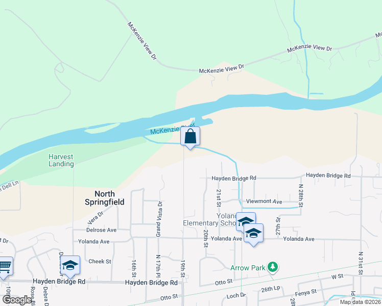 map of restaurants, bars, coffee shops, grocery stores, and more near 2877 19th Street in Springfield
