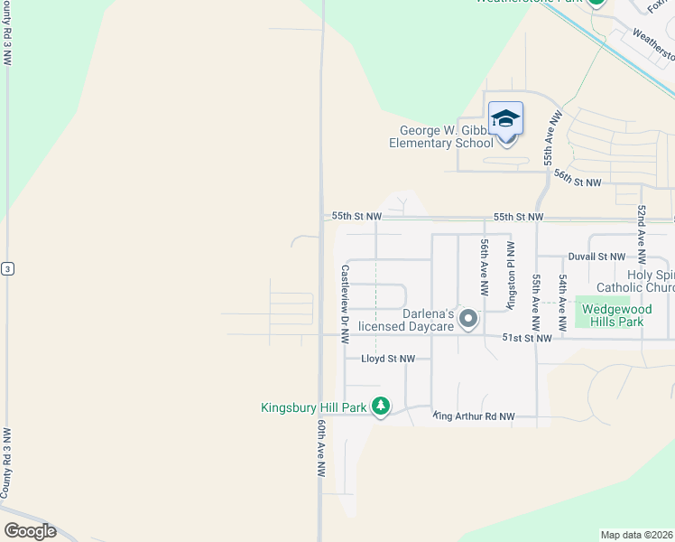 map of restaurants, bars, coffee shops, grocery stores, and more near 5315 Castleview Drive Northwest in Rochester