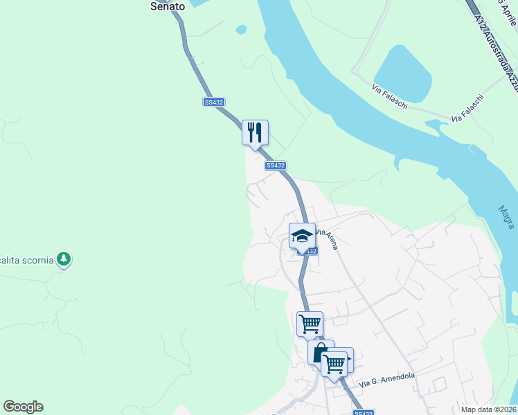 map of restaurants, bars, coffee shops, grocery stores, and more near 41 Via Visola in Ameglia