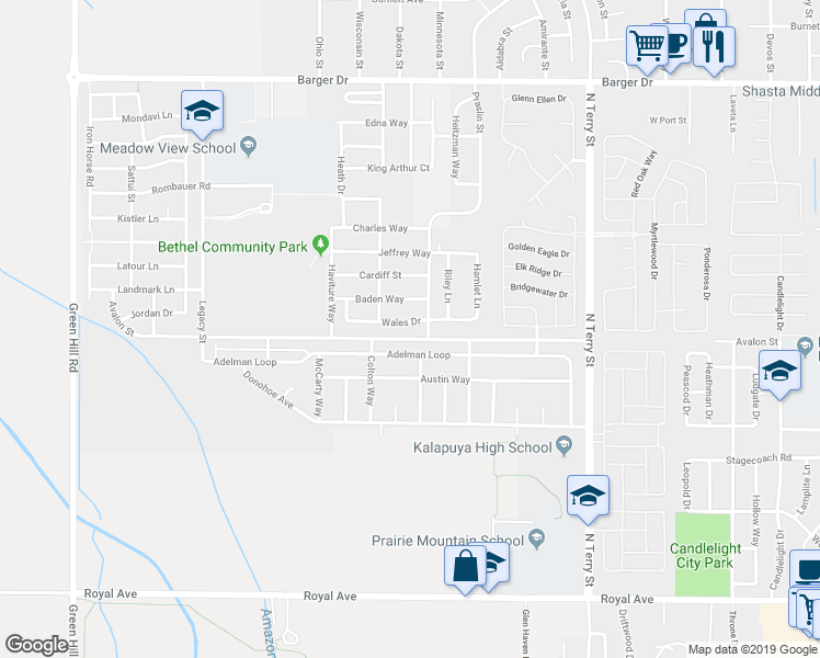map of restaurants, bars, coffee shops, grocery stores, and more near 5428 Wales Drive in Eugene