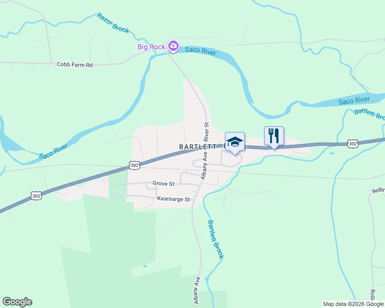 map of restaurants, bars, coffee shops, grocery stores, and more near 1351 Main Street in Bartlett