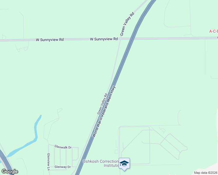 map of restaurants, bars, coffee shops, grocery stores, and more near Green Valley Road in Oshkosh