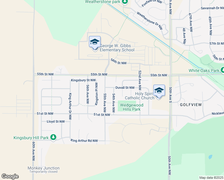 map of restaurants, bars, coffee shops, grocery stores, and more near 5329 54th Avenue Northwest in Rochester
