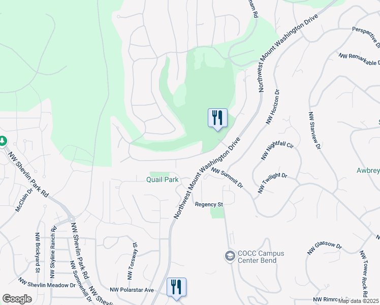 map of restaurants, bars, coffee shops, grocery stores, and more near 2550 Northwest Champion Circle in Bend
