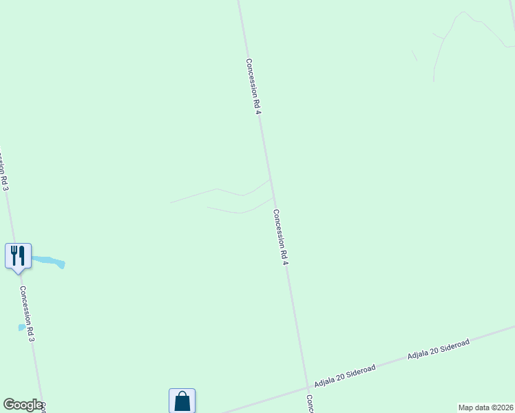 map of restaurants, bars, coffee shops, grocery stores, and more near 8480 Nottawasaga River Road in Loretto