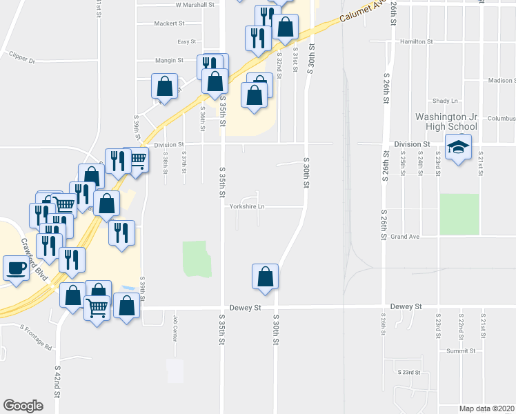 map of restaurants, bars, coffee shops, grocery stores, and more near 3231 Yorkshire Lane in Manitowoc