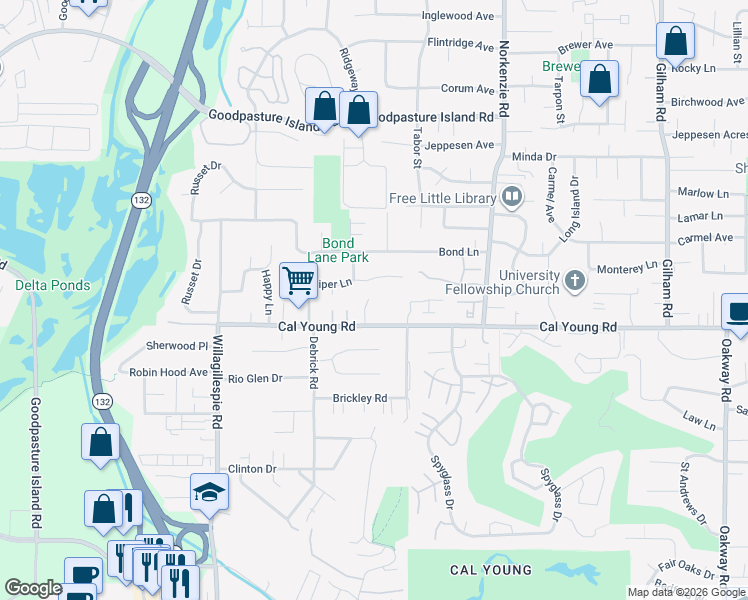 map of restaurants, bars, coffee shops, grocery stores, and more near 1345 Ravenwood Drive in Eugene