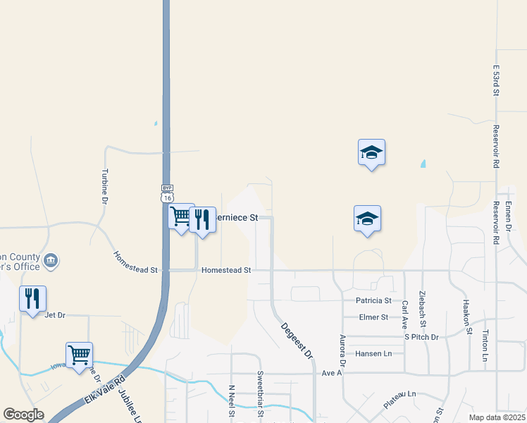 map of restaurants, bars, coffee shops, grocery stores, and more near 4216 Berniece Street in Rapid City