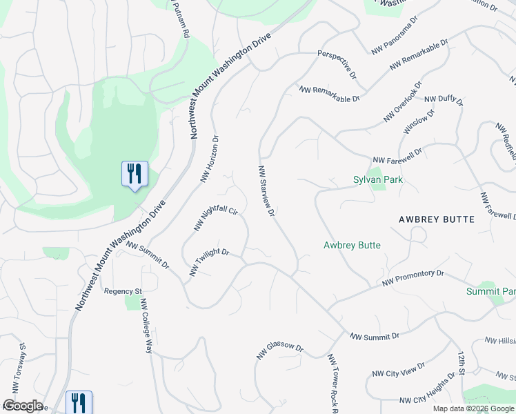 map of restaurants, bars, coffee shops, grocery stores, and more near 2902 Northwest Starview Drive in Bend
