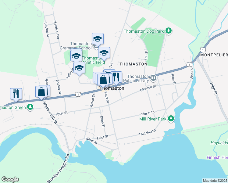 map of restaurants, bars, coffee shops, grocery stores, and more near in Thomaston