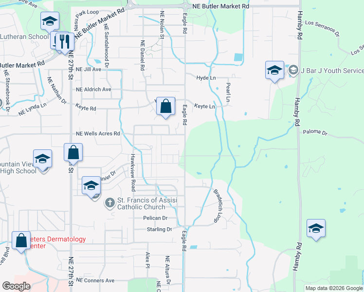 map of restaurants, bars, coffee shops, grocery stores, and more near 21393 Kristin Court in Bend
