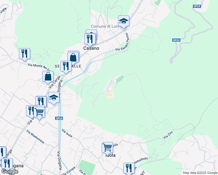 map of restaurants, bars, coffee shops, grocery stores, and more near 6 Piazza della Chiesa in Nicola