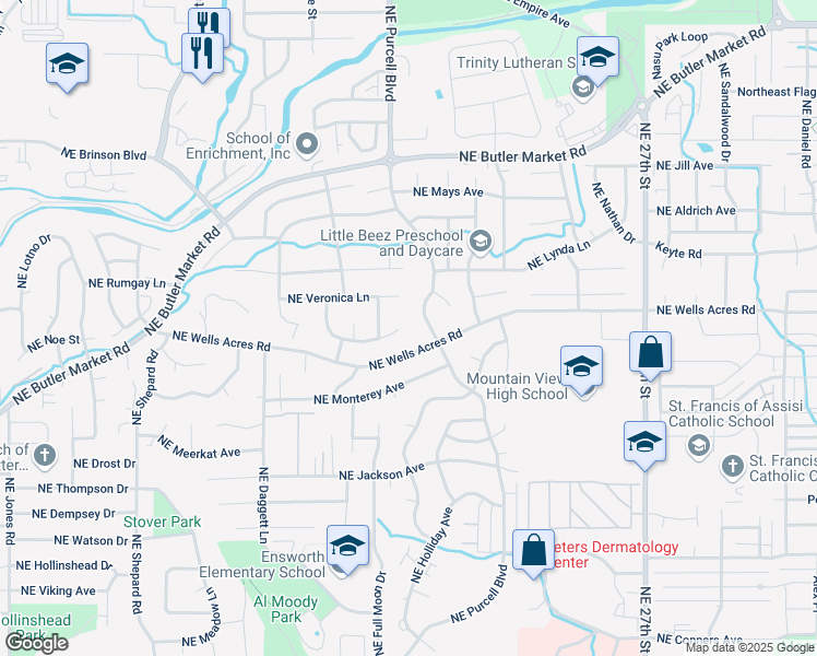 map of restaurants, bars, coffee shops, grocery stores, and more near 2092 Northeast Red Rock Lane in Bend