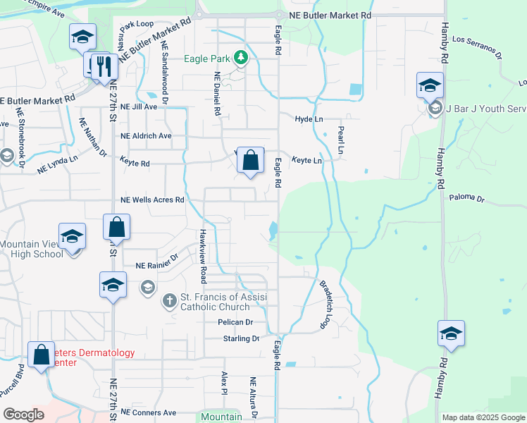 map of restaurants, bars, coffee shops, grocery stores, and more near 21382 Kristin Court in Bend