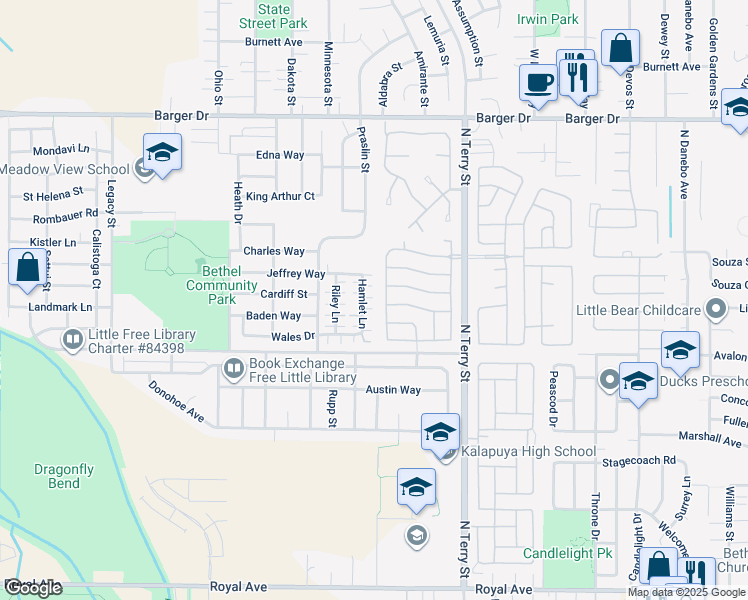 map of restaurants, bars, coffee shops, grocery stores, and more near 1641 Hamlet Ln in Eugene