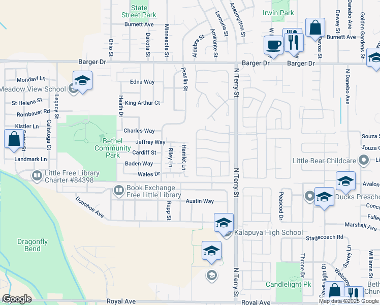 map of restaurants, bars, coffee shops, grocery stores, and more near 1641 Hamlet Lane in Eugene
