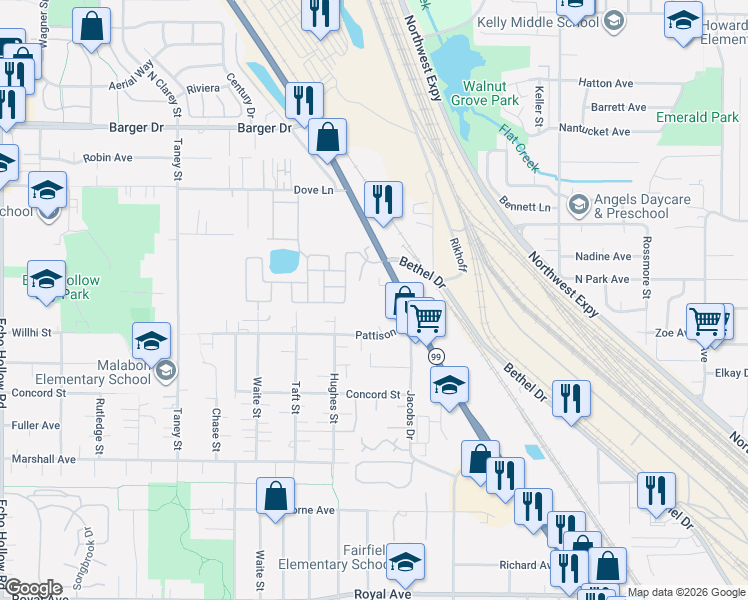 map of restaurants, bars, coffee shops, grocery stores, and more near 1700 Oregon 99 in Eugene