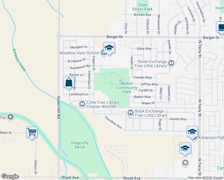 map of restaurants, bars, coffee shops, grocery stores, and more near 1855 Legacy Street in Eugene