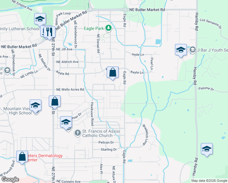 map of restaurants, bars, coffee shops, grocery stores, and more near 21352 Kristin Court in Bend