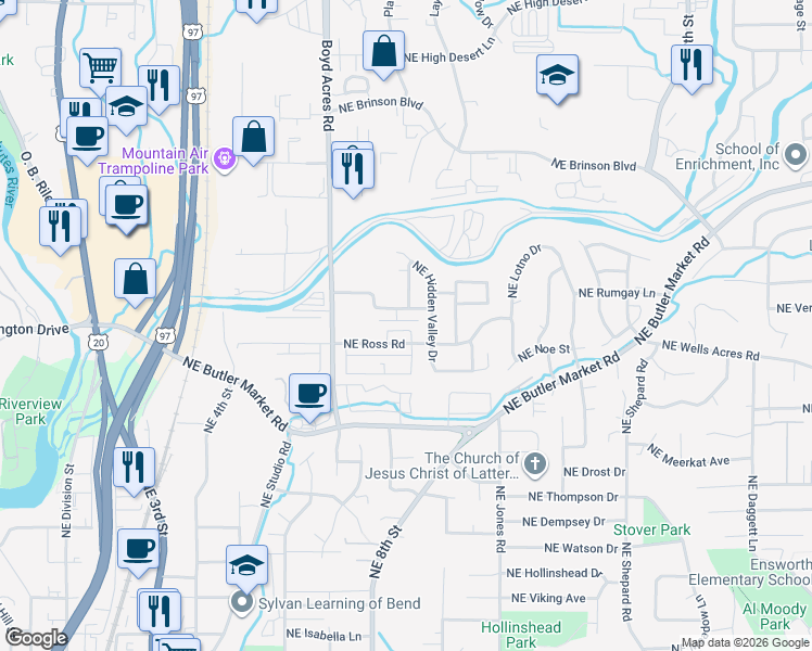 map of restaurants, bars, coffee shops, grocery stores, and more near 816 Northeast Copperleaf Loop in Bend