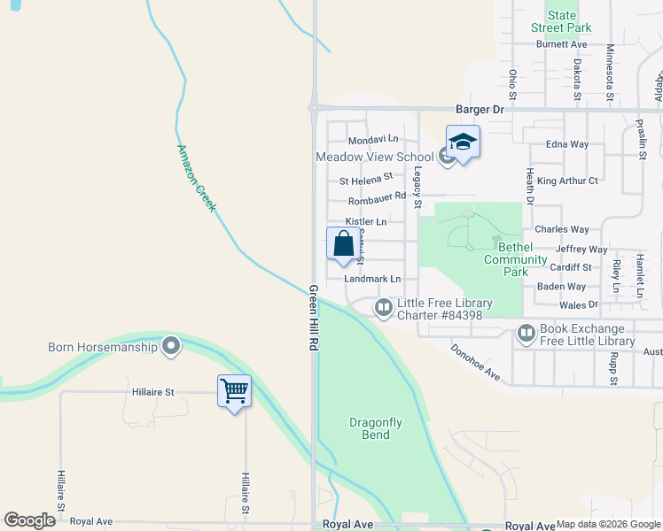 map of restaurants, bars, coffee shops, grocery stores, and more near 6090 Latour Lane in Eugene