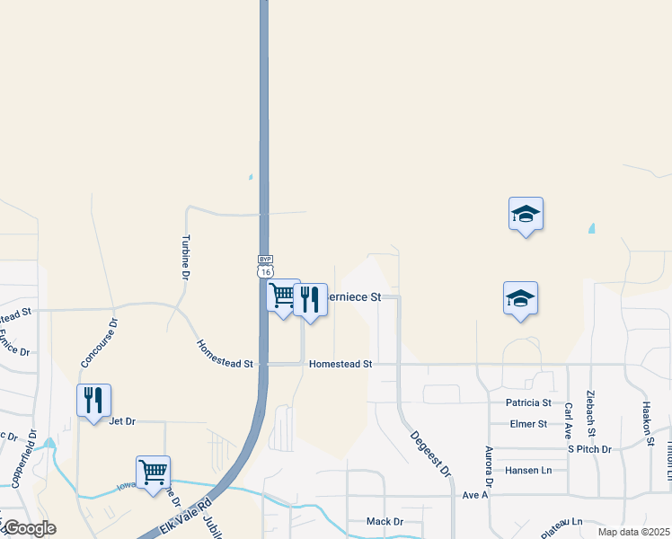 map of restaurants, bars, coffee shops, grocery stores, and more near 620 Neel Street in Rapid City