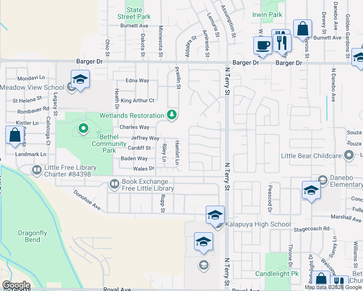 map of restaurants, bars, coffee shops, grocery stores, and more near 1651 Hamlet Lane in Eugene