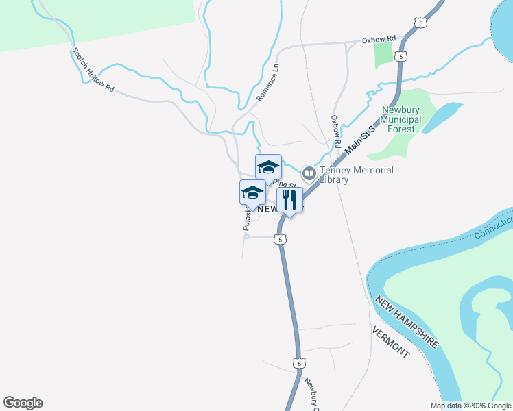 map of restaurants, bars, coffee shops, grocery stores, and more near 214 Pulaski Street in Newbury