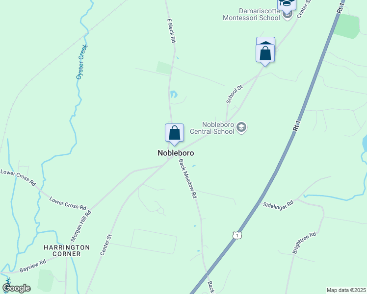 map of restaurants, bars, coffee shops, grocery stores, and more near 243 Center Street in Nobleboro