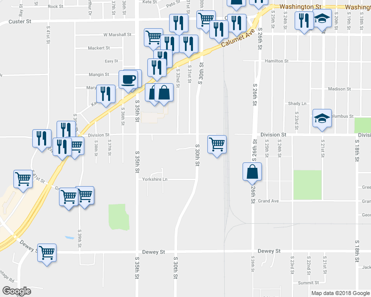 map of restaurants, bars, coffee shops, grocery stores, and more near 3124 Southbrook Court in Manitowoc