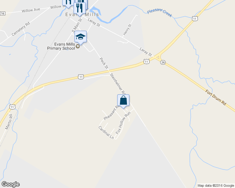 map of restaurants, bars, coffee shops, grocery stores, and more near 28494 Steinhelmer Road in Evans Mills