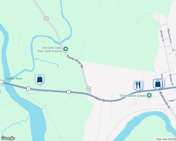 map of restaurants, bars, coffee shops, grocery stores, and more near 47 Oyster River Road in Thomaston