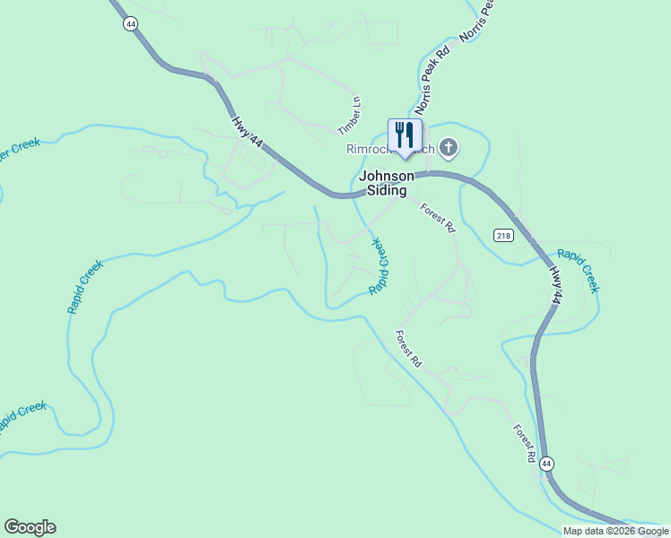 map of restaurants, bars, coffee shops, grocery stores, and more near 22907 Flume Ln in Rapid City