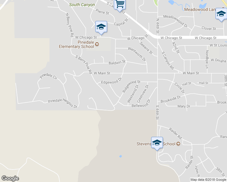 map of restaurants, bars, coffee shops, grocery stores, and more near 616 Fairlawn Drive in Rapid City