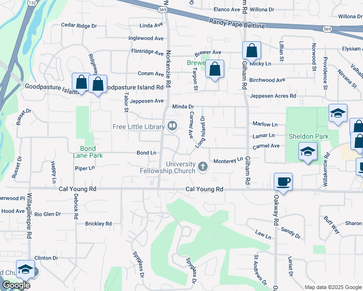 map of restaurants, bars, coffee shops, grocery stores, and more near 1629 Larkspur Loop in Eugene
