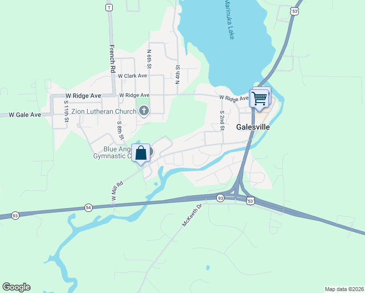 map of restaurants, bars, coffee shops, grocery stores, and more near 20148 West Mill Road in Galesville