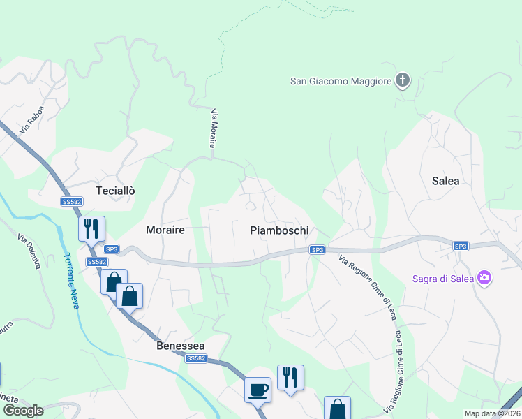 map of restaurants, bars, coffee shops, grocery stores, and more near 55 Via crociata in Piamboschi