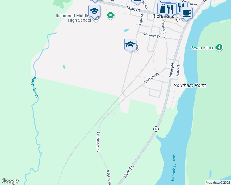 map of restaurants, bars, coffee shops, grocery stores, and more near 61 High St in Richmond