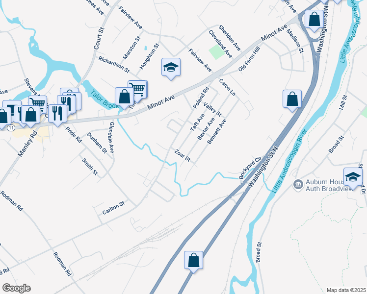 map of restaurants, bars, coffee shops, grocery stores, and more near 116 Taft Avenue in Auburn