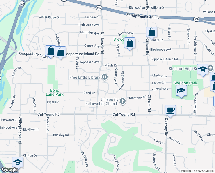 map of restaurants, bars, coffee shops, grocery stores, and more near 1632 Larkspur Loop in Eugene