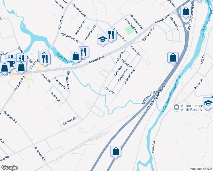 map of restaurants, bars, coffee shops, grocery stores, and more near 116 Taft Avenue in Auburn
