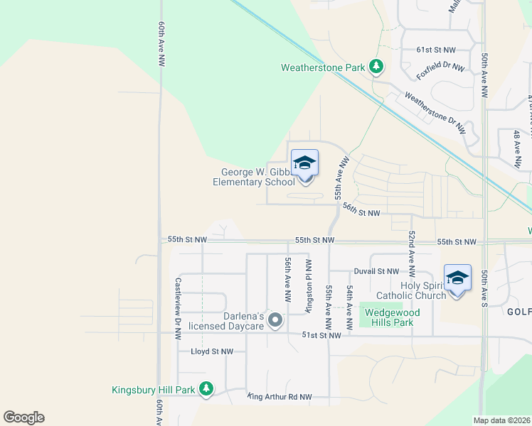 map of restaurants, bars, coffee shops, grocery stores, and more near 5654 56th Street Northwest in Rochester
