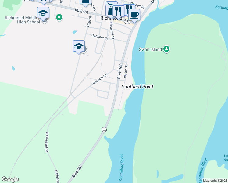 map of restaurants, bars, coffee shops, grocery stores, and more near 220 Front Street in Richmond