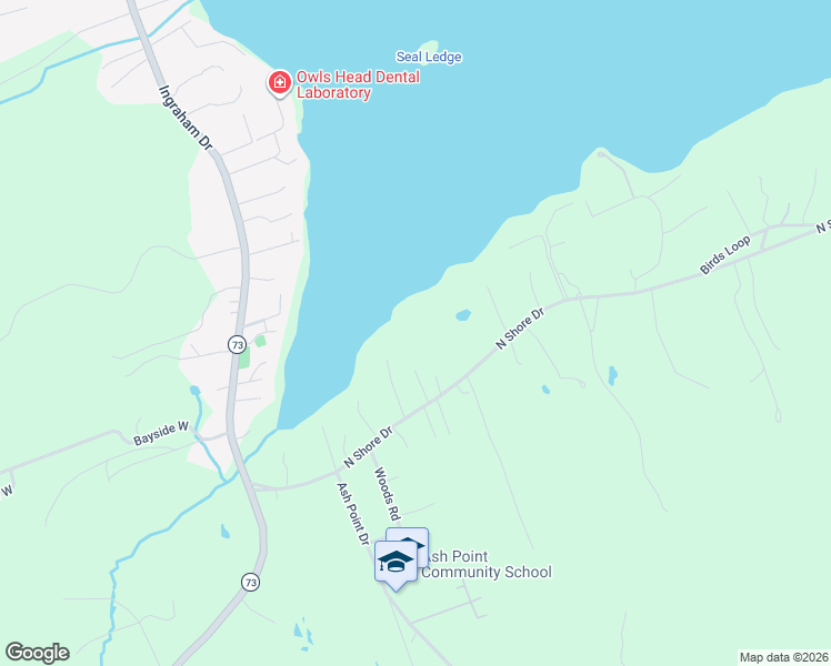 map of restaurants, bars, coffee shops, grocery stores, and more near 20 North Shore Drive in Owls Head
