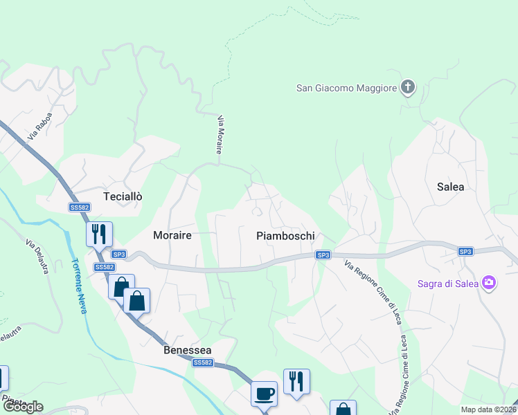 map of restaurants, bars, coffee shops, grocery stores, and more near 55 Via crociata in Piamboschi