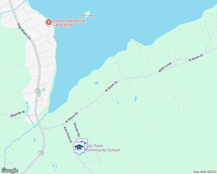 map of restaurants, bars, coffee shops, grocery stores, and more near 44 South Shore Drive in Owls Head