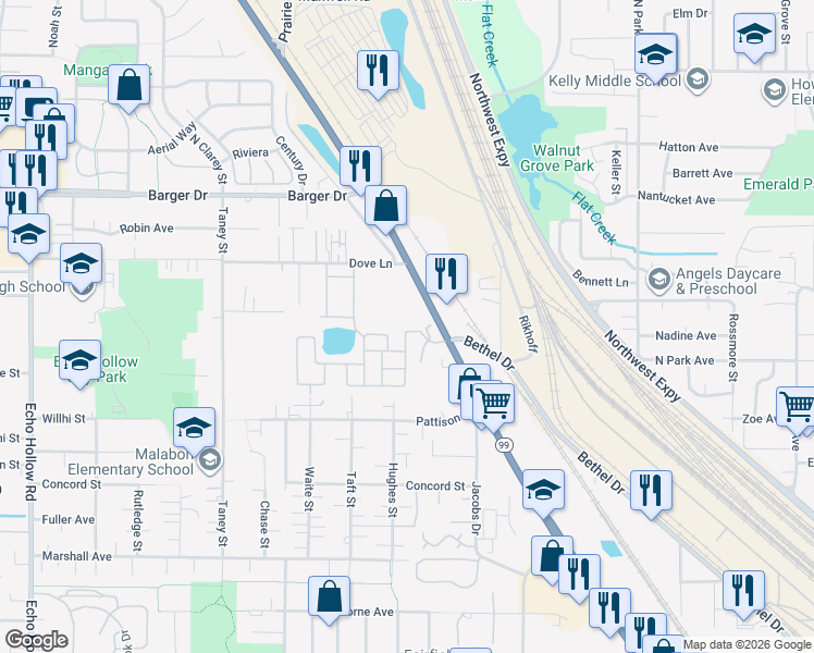 map of restaurants, bars, coffee shops, grocery stores, and more near 1766 Oregon 99 in Eugene